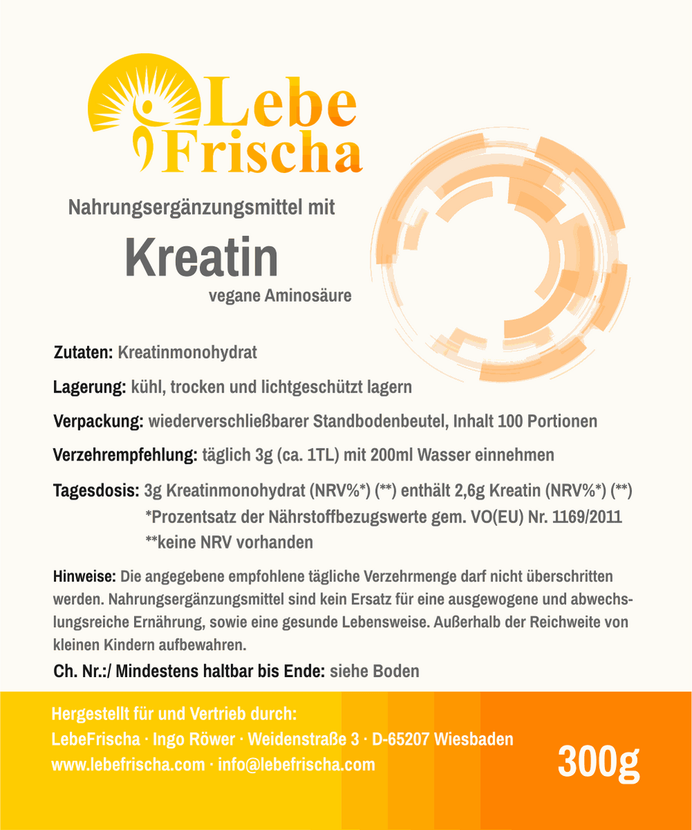 Kreatin Monohydrat Pulver 300g für Energie & Leistung