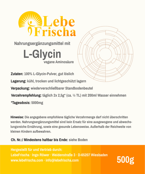 L-Glycin Pulver 500g vegane Aminosäure für Kollagen, Muskeln & Gehirn