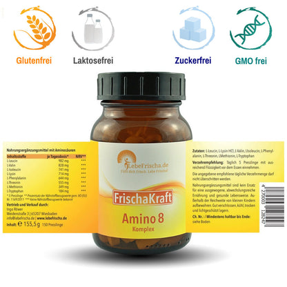 LebeFrischa Amino 8 Komplex essentielle Aminosäuren aus Maiskorn 150 Presslinge
