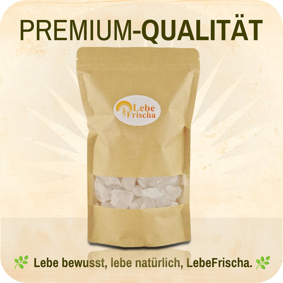 LebeFrischa Kristallsalz - Premiumqualität und reine Inhaltsstoffe sorgen für Transparenz.