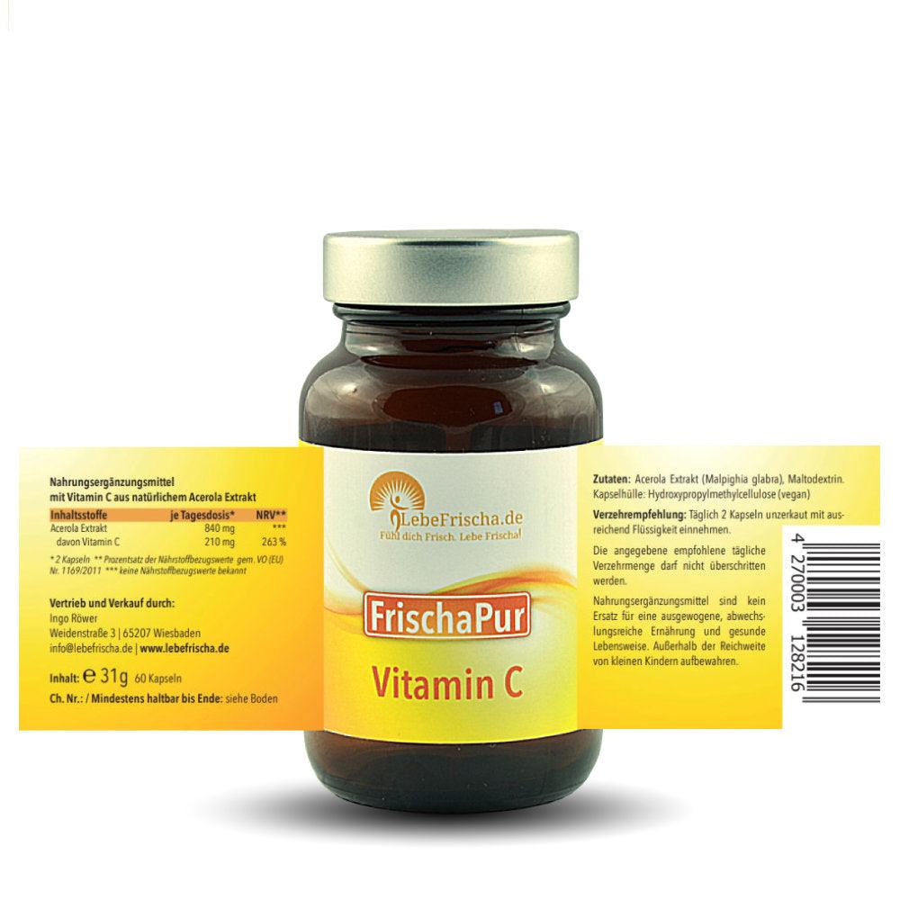 LebeFrischa Vitamin C aus Acerolakirschextrakt 60 Kapseln