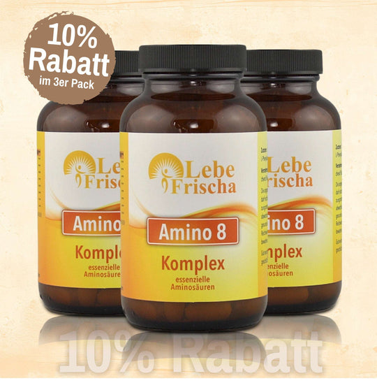 Sichere dir unsere essenziellen Aminosäuren von  LebeFrischa im Dreier-Pack und spare 10%.