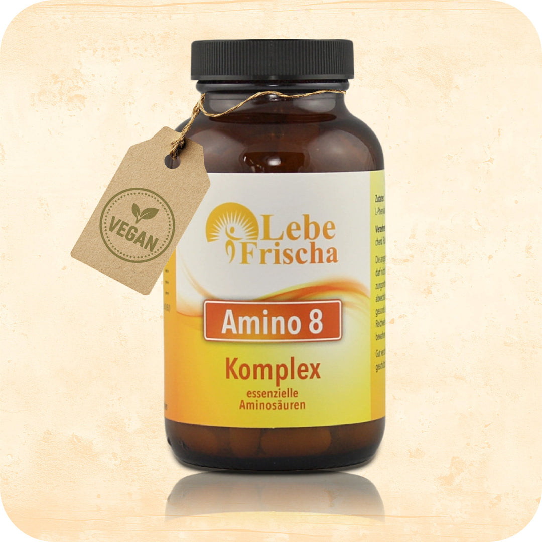 Der LebeFrischa Amino 8 Komplex enthält essenzielle Aminosäuren von höchster Qualität und Wertigkeit.