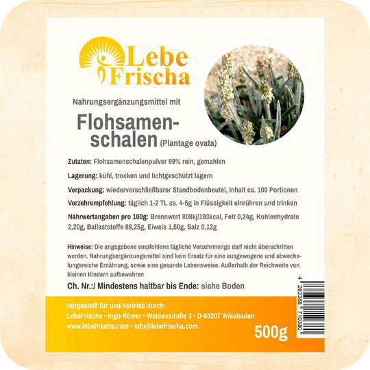 LebeFrischa Flohsamenschalenpulver 99 % rein, gemahlen 500 g