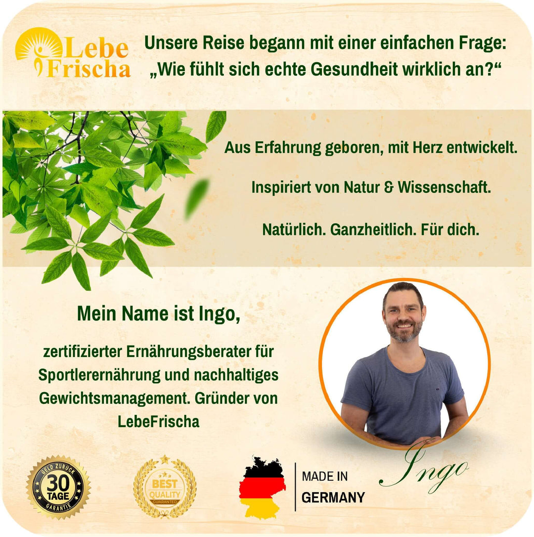 LebeFrischa ist aus Erfahrung geboren, mit Herz entwickelt und inspiriert von Natur & Wissenschaft.