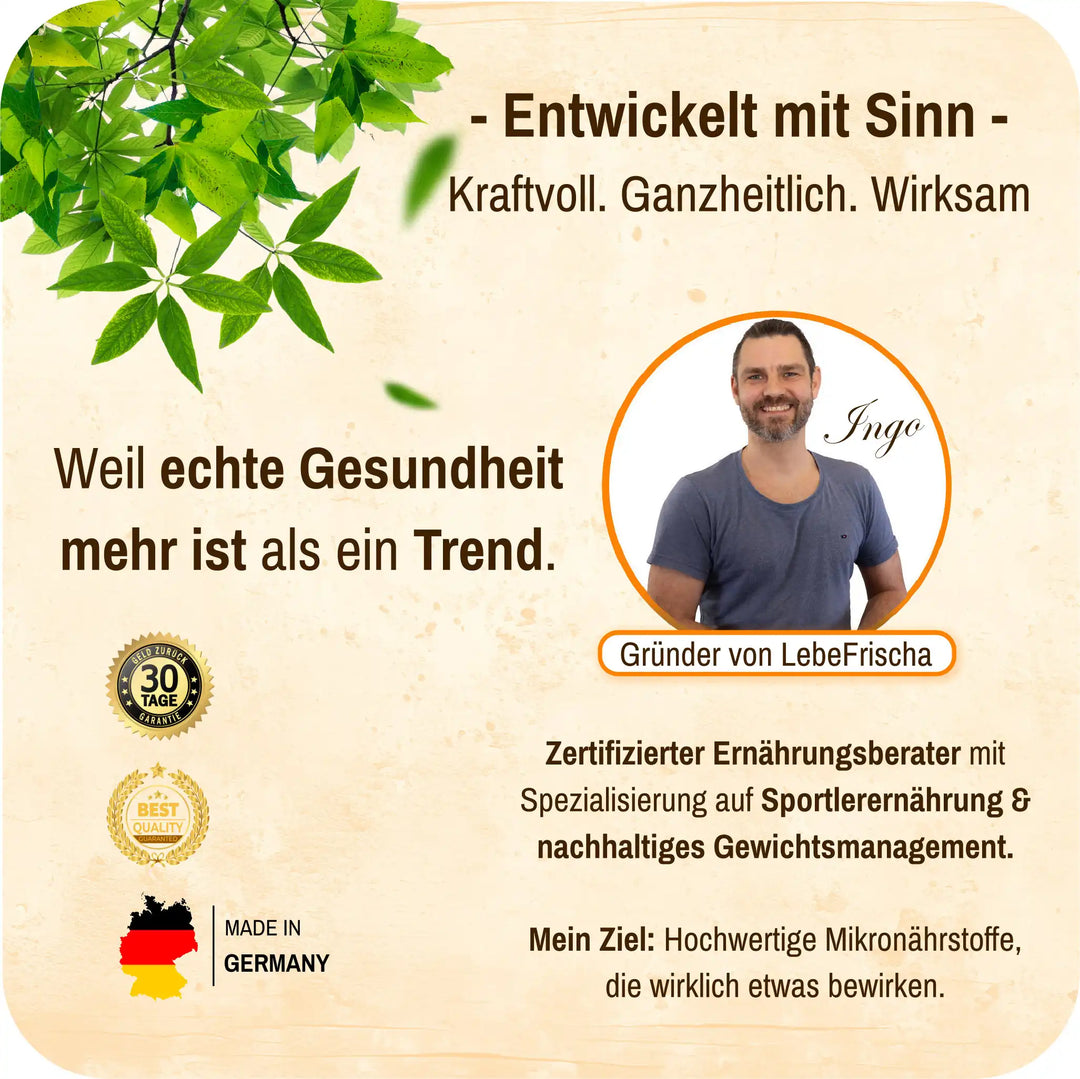 LebeFrischa ist aus Erfahrung geboren, mit Herz entwickelt und inspiriert von Natur & Wissenschaft.