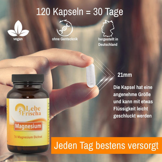 Tri Magnesiumdicitrat 120 Kapseln für Energie & Muskeln