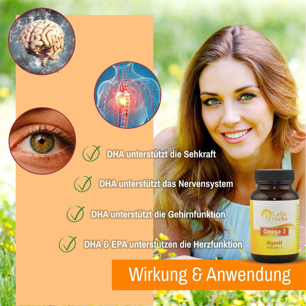 Algenöl Omega-3 essenzielle Fettsäuren 60 Kapseln mit EPA & DHA