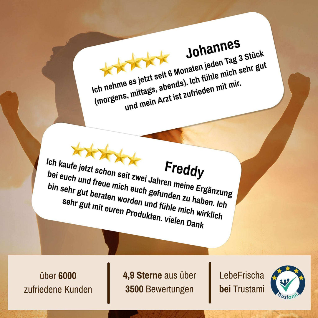 Grafik mit Bewertungen des Produkts Amino 8 Komplex der Marke LebeFrischa.