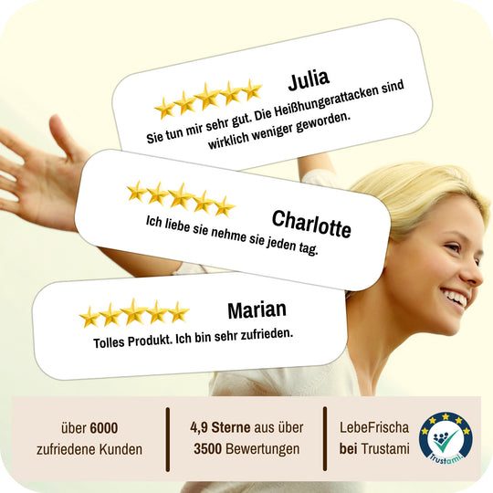 Grafik mit Bewertungen des Produkts Bitterstoffe Tropfen der Marke LebeFrischa.