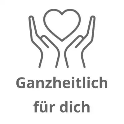 Hände-Icon mit Herz und dem sichtbaren Text „Ganzheitlich für dich“
