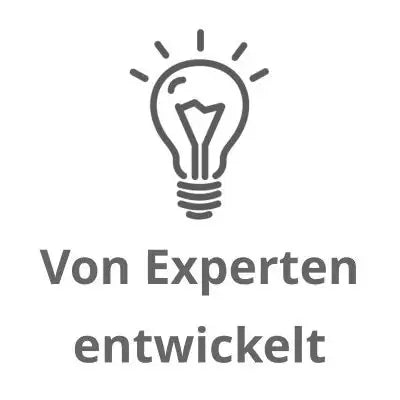 Glühbirnen-Icon mit dem sichtbaren Text „Von Experten entwickelt“