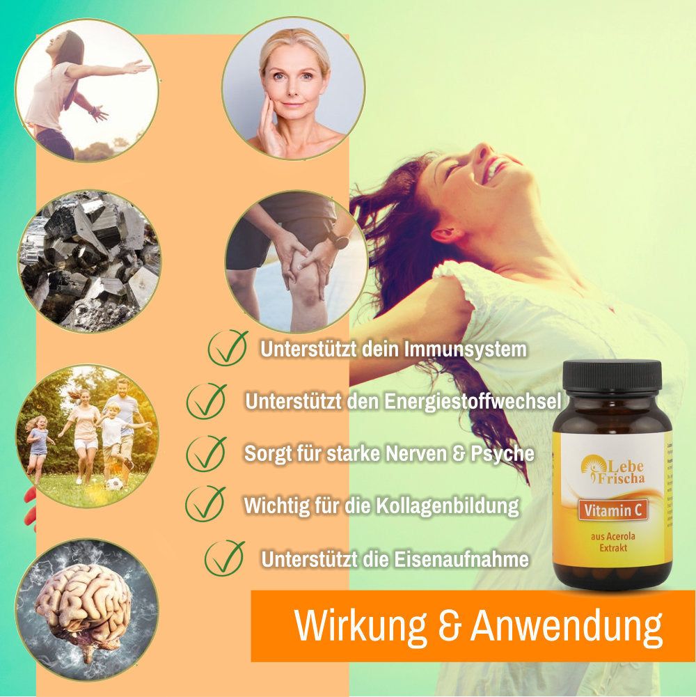 Vitamin C 60 Kapseln für Energie & Immunabwehr
